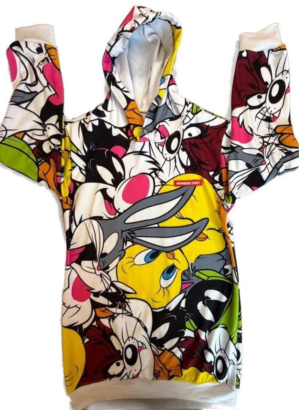 Members Only Looney Tunes All Over Print Hoodie  Large